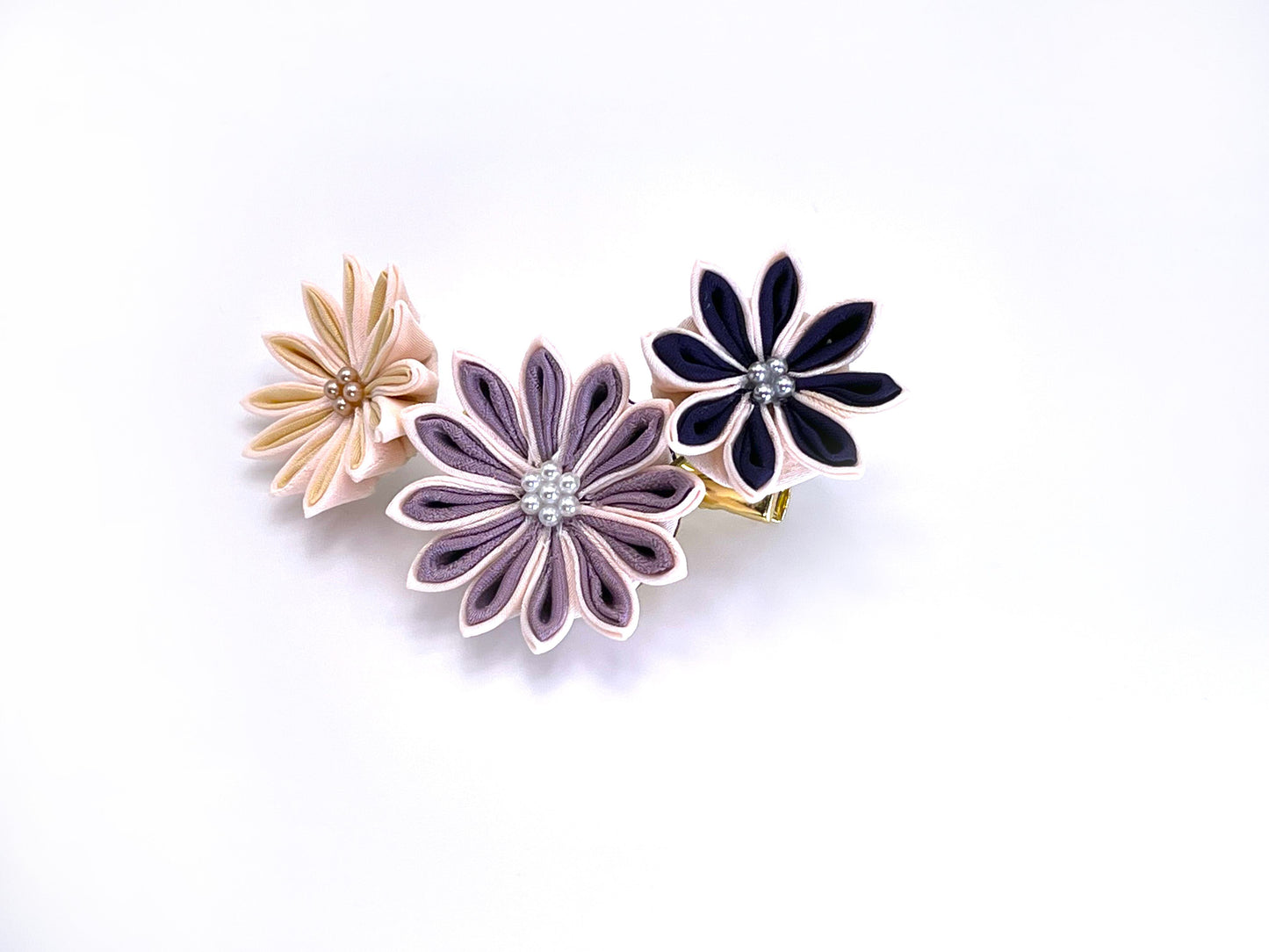 Zaiku FUJI Bouquet ( yellow × medium purple × purple ) Hair Clip a42