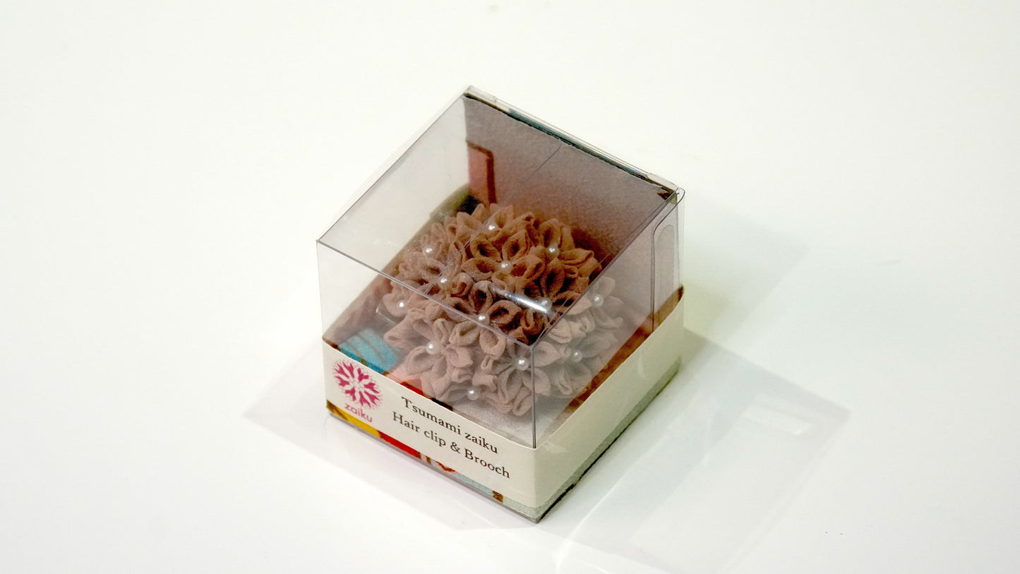 Zaiku SAKURA (桜) Light Mocha Single Hair Clip & Brooch A40