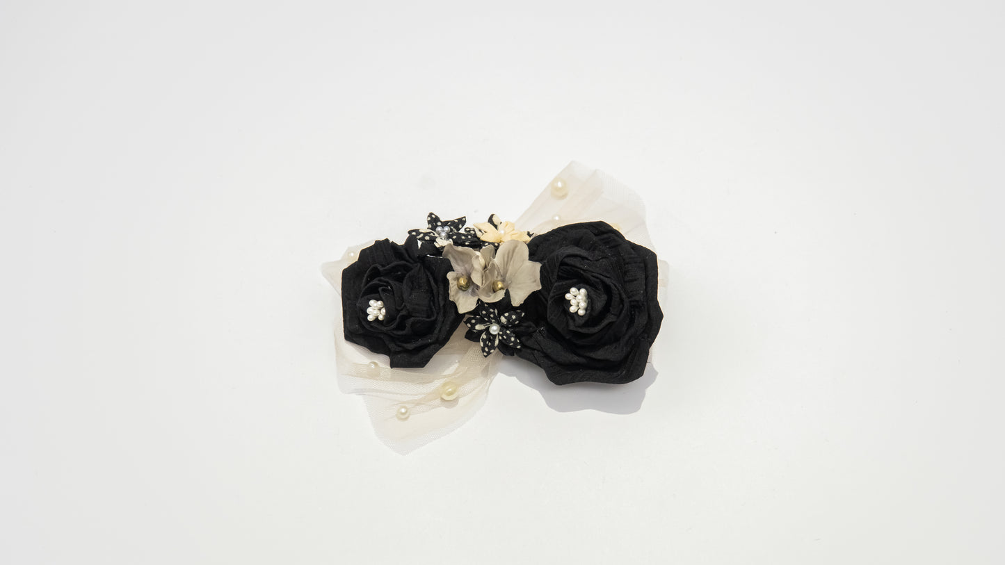 Zaiku a54 Rose black bouquet barrette